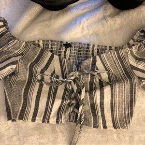 Windsor Black and White Striped Crop Top
